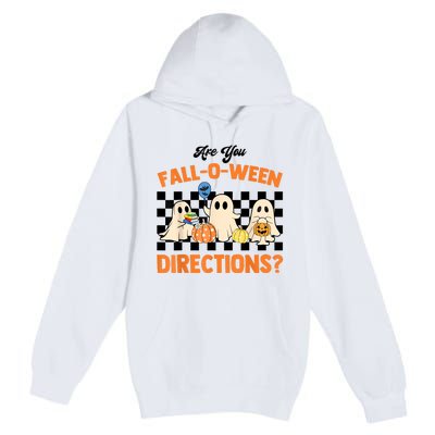 Are You Falloween Directions Ghost Christian Halloween Premium Pullover Hoodie