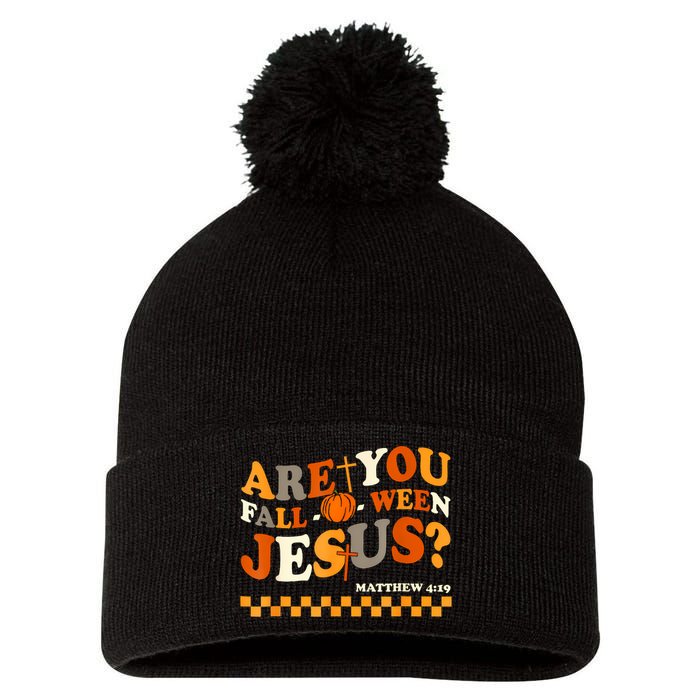 Are You Falloween Jesus Christian Halloween Pumpkin Pom Pom 12in Knit Beanie