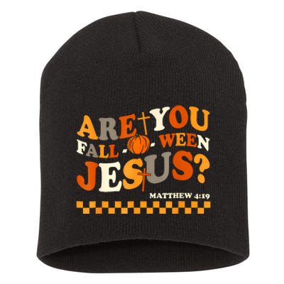 Are You Falloween Jesus Christian Halloween Pumpkin Short Acrylic Beanie