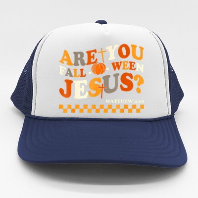 Are You Falloween Jesus Christian Halloween Pumpkin Trucker Hat