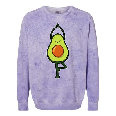 Avocado Yoga Fruit Tree Fitness Stressgiftrelief Exercise Gift Colorblast Crewneck Sweatshirt