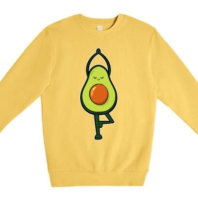 Avocado Yoga Fruit Tree Fitness Stressgiftrelief Exercise Gift Premium Crewneck Sweatshirt