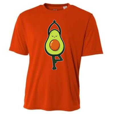 Avocado Yoga Fruit Tree Fitness Stressgiftrelief Exercise Gift Cooling Performance Crew T-Shirt