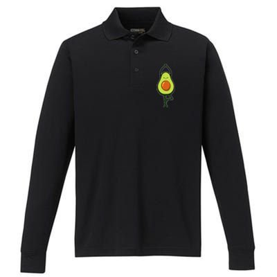 Avocado Yoga Fruit Tree Fitness Stressgiftrelief Exercise Gift Performance Long Sleeve Polo