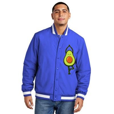 Avocado Yoga Fruit Tree Fitness Stressgiftrelief Exercise Gift Insulated Varsity Jacket