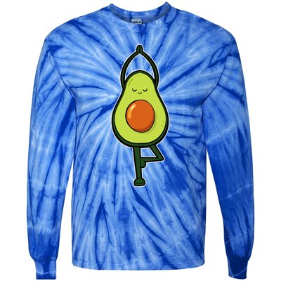 Avocado Yoga Fruit Tree Fitness Stressgiftrelief Exercise Gift Tie-Dye Long Sleeve Shirt