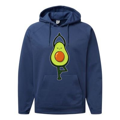 Avocado Yoga Fruit Tree Fitness Stressgiftrelief Exercise Gift Performance Fleece Hoodie