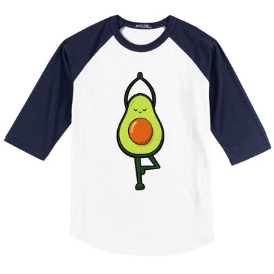 Avocado Yoga Fruit Tree Fitness Stressgiftrelief Exercise Gift Baseball Sleeve Shirt