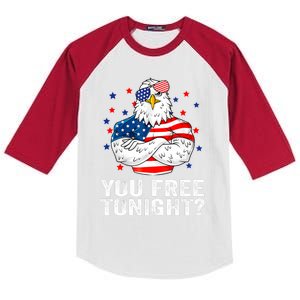 Are You Free Tonight 4th Of July Independence Day Bald Eagle Funny Gift Kids Colorblock Raglan Jersey