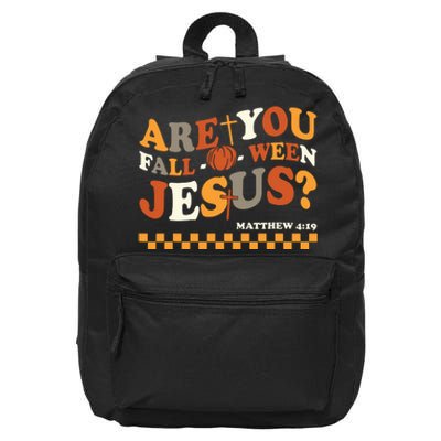 Are You Falloween Jesus Christian Halloween Pumpkin 16 in Basic Backpack