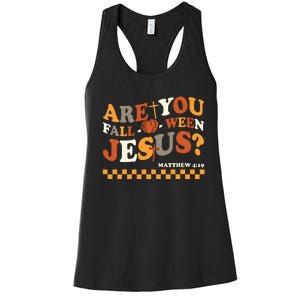 Are You Falloween Jesus Christian Halloween Pumpkin Women's Racerback Tank