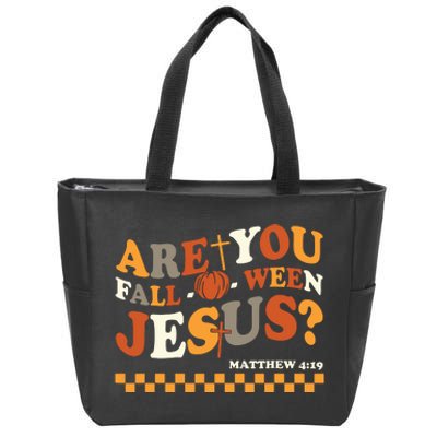 Are You Falloween Jesus Christian Halloween Pumpkin Zip Tote Bag