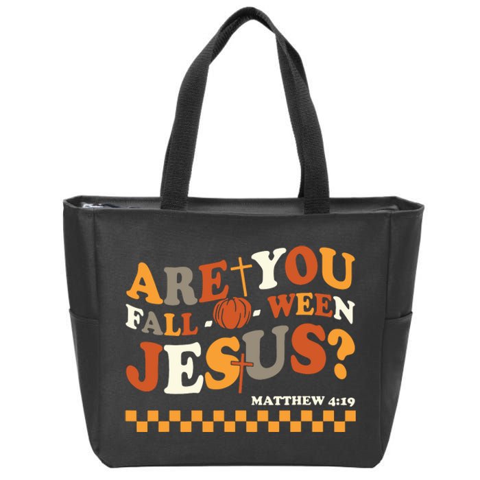 Are You Falloween Jesus Christian Halloween Pumpkin Zip Tote Bag