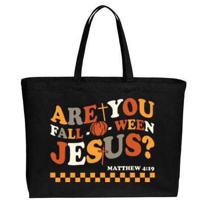 Are You Falloween Jesus Christian Halloween Pumpkin Cotton Canvas Jumbo Tote