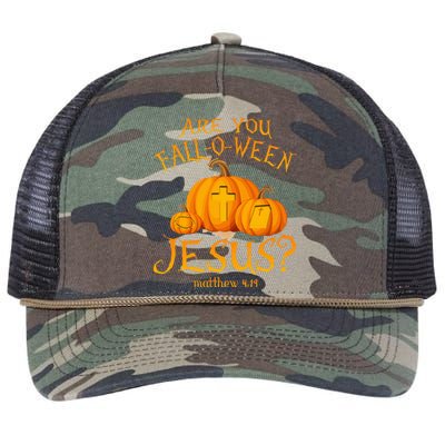 Are You FallOWeen Jesus Christian Halloween Pumpkin Retro Rope Trucker Hat Cap