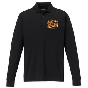 Are You Falloween Jesus? Cute Funny Halloween Fall Performance Long Sleeve Polo