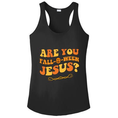 Are You Falloween Jesus? Cute Funny Halloween Fall Ladies PosiCharge Competitor Racerback Tank