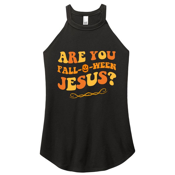 Are You Falloween Jesus? Cute Funny Halloween Fall Women's Perfect Tri Rocker Tank