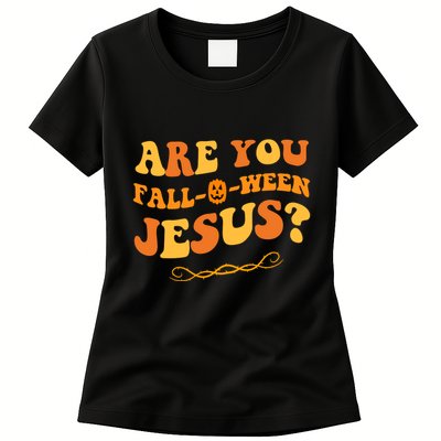 Are You Falloween Jesus? Cute Funny Halloween Fall Womens T-Shirt