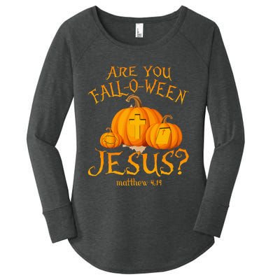 Are You Fall O Ween Jesus Christian Halloween Pumpkin Women's Perfect Tri Tunic Long Sleeve Shirt