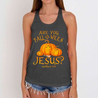 Are You Fall O Ween Jesus Christian Halloween Pumpkin Women's Knotted Racerback Tank