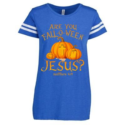 Are You Fall O Ween Jesus Christian Halloween Pumpkin Enza Ladies Jersey Football T-Shirt