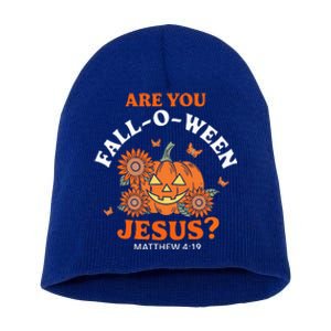 Are You Falloween Jesus Christian Halloween Pumpkin Short Acrylic Beanie