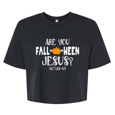 Are You FallOWeen Jesus Halloween Christian Pumpkin Lover Bella+Canvas Jersey Crop Tee