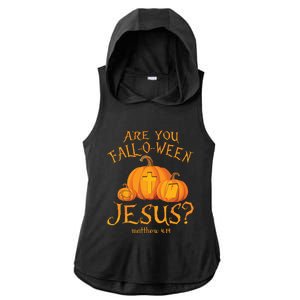 Are You Falloween Jesus Christian Halloween Pumpkin Ladies PosiCharge Tri-Blend Wicking Draft Hoodie Tank