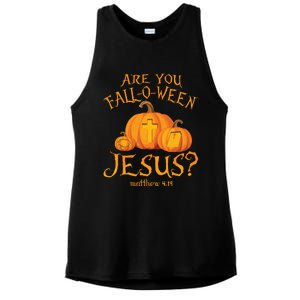 Are You Falloween Jesus Christian Halloween Pumpkin Ladies PosiCharge Tri-Blend Wicking Tank