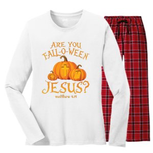 Are You Falloween Jesus Christian Halloween Pumpkin Women's Long Sleeve Flannel Pajama Set 