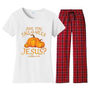 Are You Falloween Jesus Christian Halloween Pumpkin Women's Flannel Pajama Set