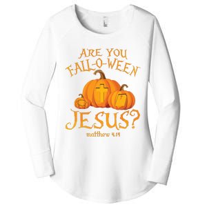 Are You Falloween Jesus Christian Halloween Pumpkin Women's Perfect Tri Tunic Long Sleeve Shirt