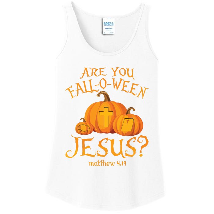 Are You Falloween Jesus Christian Halloween Pumpkin Ladies Essential Tank