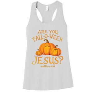 Are You Falloween Jesus Christian Halloween Pumpkin Women's Racerback Tank