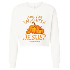 Are You Falloween Jesus Christian Halloween Pumpkin Cropped Pullover Crew