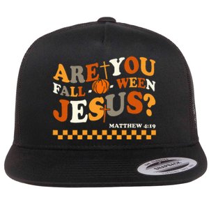 Are You Falloween Jesus Christian Halloween Pumpkin Flat Bill Trucker Hat