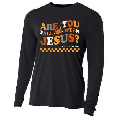 Are You Falloween Jesus Christian Halloween Pumpkin Cooling Performance Long Sleeve Crew