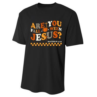 Are You Falloween Jesus Christian Halloween Pumpkin Performance Sprint T-Shirt