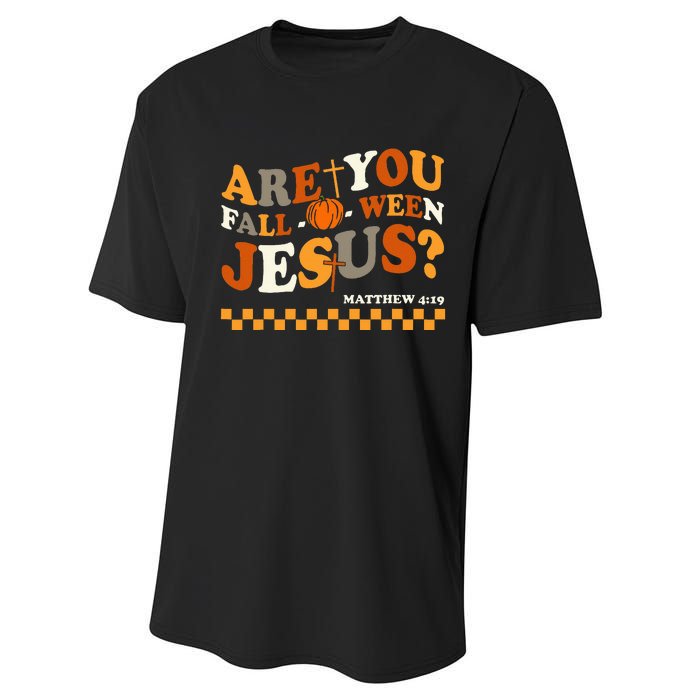 Are You Falloween Jesus Christian Halloween Pumpkin Performance Sprint T-Shirt