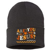 Are You Falloween Jesus Christian Halloween Pumpkin Sustainable Knit Beanie