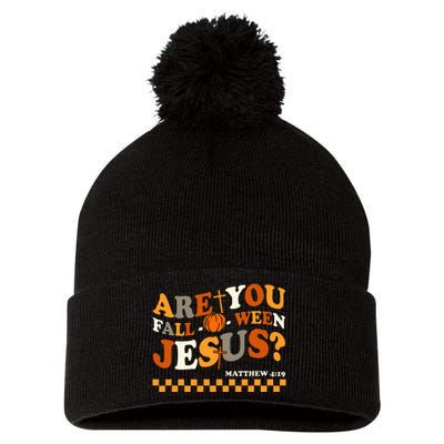 Are You Falloween Jesus Christian Halloween Pumpkin Pom Pom 12in Knit Beanie