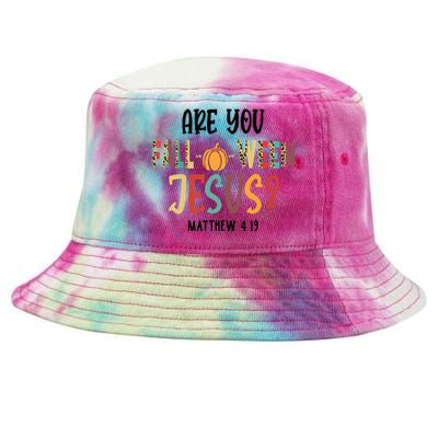 Are You Falloween Jesus Funny Pumpkin Christian Halloween Tie-Dyed Bucket Hat