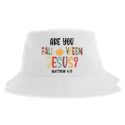 Are You Falloween Jesus Funny Pumpkin Christian Halloween Sustainable Bucket Hat