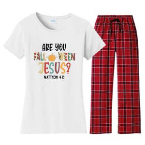 Are You Falloween Jesus Funny Pumpkin Christian Halloween Women's Flannel Pajama Set