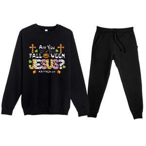 Are You Falloween Jesus Pumpkin Spooky Halloween Christian Premium Crewneck Sweatsuit Set