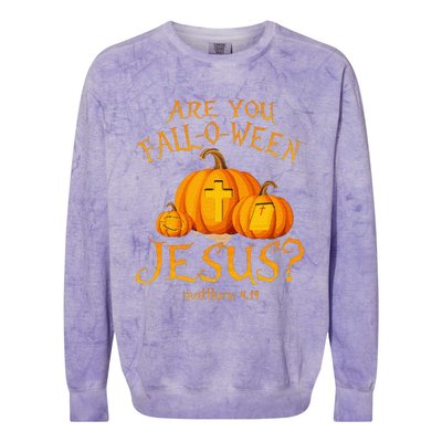 Are You Fall O Ween Jesus Christian Halloween Pumpkin Colorblast Crewneck Sweatshirt