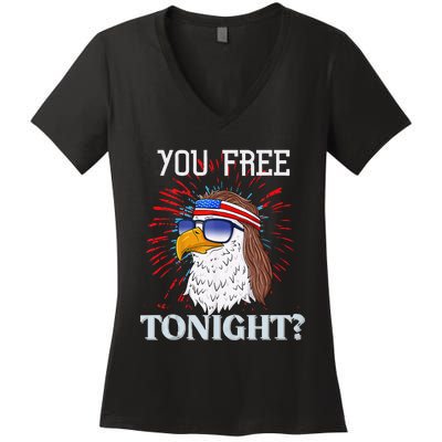 Are You Free Tonight 4th Of July American Bald Eagle Women's V-Neck T-Shirt