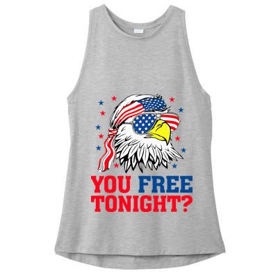 Are You Free Tonight 4th Of July Independence Day Bald Eagle Ladies PosiCharge Tri-Blend Wicking Tank