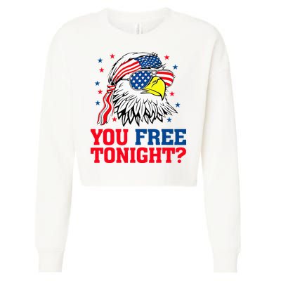 Are You Free Tonight 4th Of July Independence Day Bald Eagle Cropped Pullover Crew